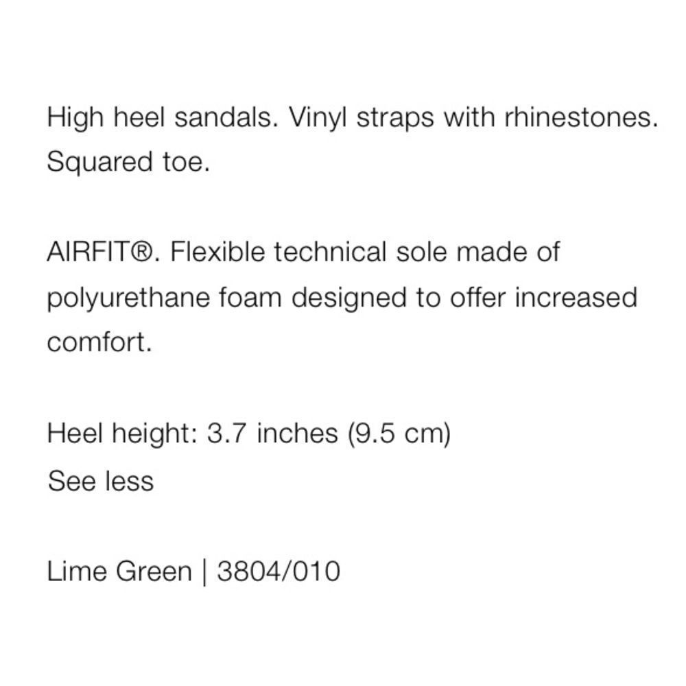 Zara Vinyl Lime Green Rhinestone Squared Toe High Heels Sandals Shoes - Picture 8 of 14
